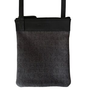 BVLGARI Logo Mania Black Denim Crossbody Bag